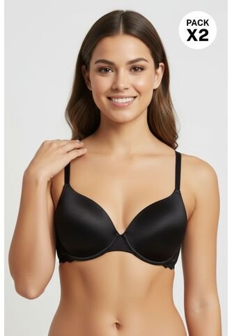 Brasier En Microfibra Satinada Paquete X2 Cobertura Media IM102-042 BRASIER X2, T32B, NRGO_ROJO Lili Pink Lili Pink