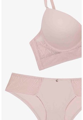 Conjunto De Tres Piezas En Microfibra Y Encaje 2190 CONJUNTO BRASIER TRIO, T34B/M, RSCL Lili Pink
