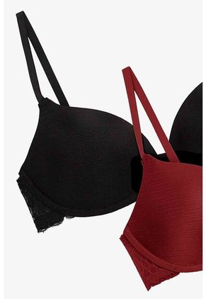 Brasier En Microfibra Satinada Paquete X2 Cobertura Media IM102-042 BRASIER X2, T36B, NRGO_ROJO Lili Pink