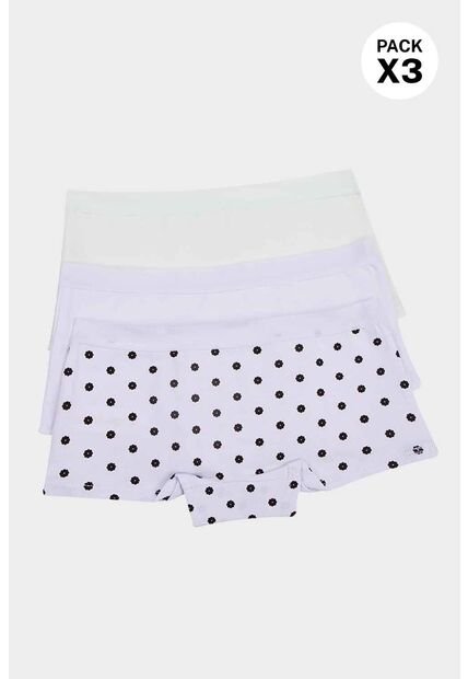 Panty Tipo Boxer En Algodón Suave Para Niñas Paquete X3 IN100-002 PANTY X3, T06, BLCO_RSCL_FLRS Lili Pink