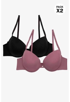 Brasier En Microfibra Copa 3/4 Paquete X2 4503D BRASIER X2 T34B NRGO_VNTN Lili Pink