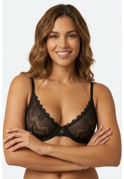 Brasier Individual Con Cobertura Media Con Aros EM178-004 BRASIER ENCAJE, T36B, NRGO Lili Pink