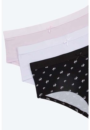 Hípster Confeccionado En Algodón Sin Costuras Paquetería X3 T141 PANTY X3, TM, BLCO_LLCL_FLRS Lili Pink