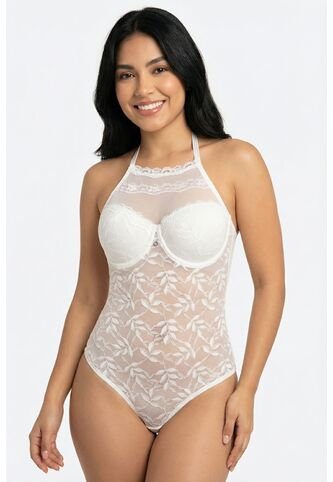 Body Tipo Halter Con Realce Confeccionado En Malla EM159-004 BODY ENCAJE, T36B/L, NRGO Lili Pink Lili Pink