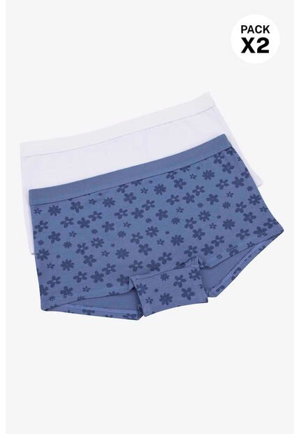 Boxer En Algodón Para Niñas Paquete X2 LJ103-011 PANTY ALG X2, T14, BLCO_FLRS Lili Pink