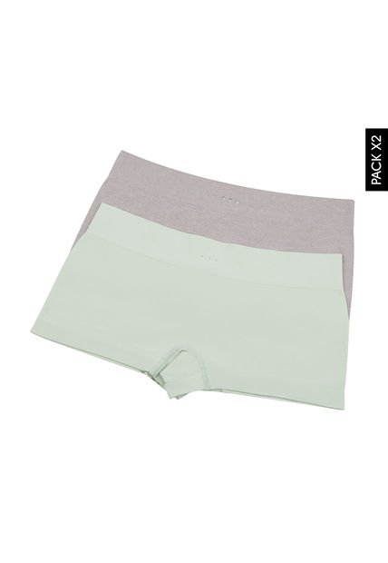 Pantie x2 Gris Claro-Verde Menta Lili Pink