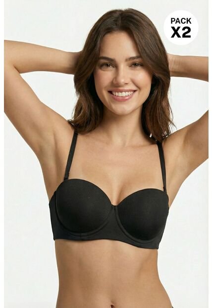 Brasier Tipo Strapless Elaborado En Microfibra Paquete X2 MJ102-085 BRASIER  X2, T34B, NRGO_DRZN Lili Pink