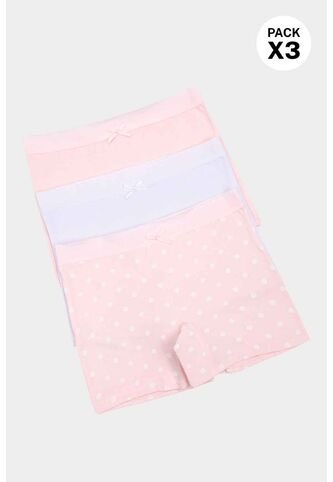 Panty Bóxer De Algodón X3 Unidadeas Para Niña N120 PANTY PAQX3, T10, BLCO_RSCL_FLRS Lili Pink Lili Pink
