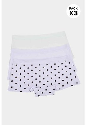 Panty Tipo Boxer En Algodón Suave Para Niñas Paquete X3 IN100-002 PANTY X3, T08, BLCO_VRMT_FLRS Lili Pink