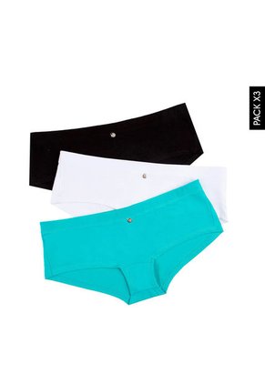 Pantie x3 Negro-Coral-Azul Turquesa Lili Pink