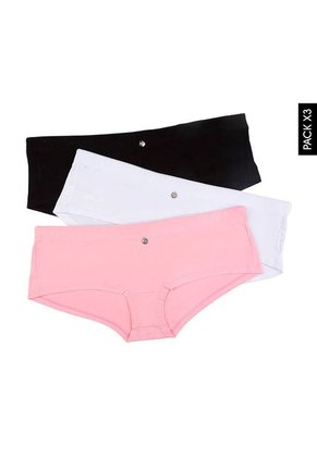 Pantie x3 Negro-Blanco-Rosa Lili Pink