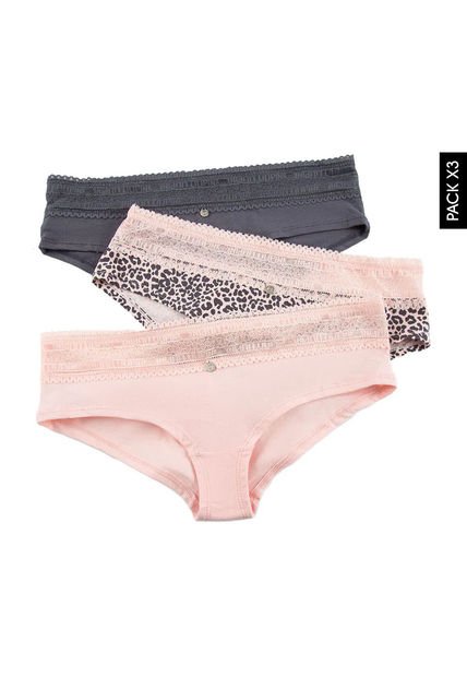 Pantie x3 Rosa-Gris Lili Pink