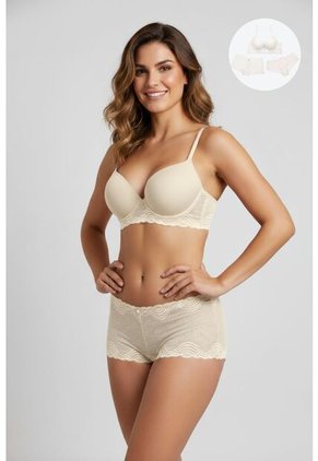 Conjunto Brasier Y Dos Panties En Microfibra Con Encaje 2191 CJTO BRASIER TRIO, T34B/M, MRFL Lili Pink