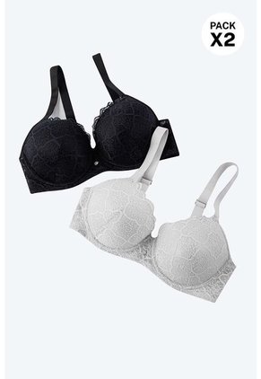 Brasier Estilo 3/4 Copa C En Encaje Paquete X2 EM102-006 BRASIER ENCJ, T38C, NRGO_BLCO Lili Pink