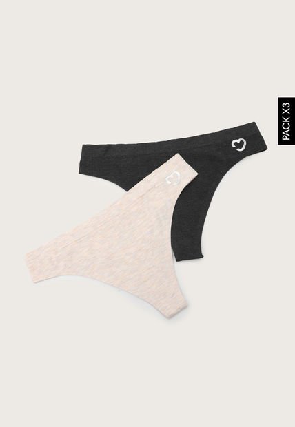 Pantie x2 Negro-Beige Lili Pink