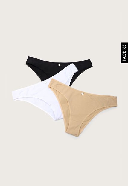 Pantie x3 Blanco-Nude-Negro Lili Pink