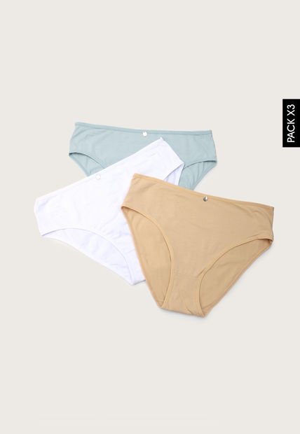 Pantie x3 Azul Grisáceo-Blanco-Beige Lili Pink