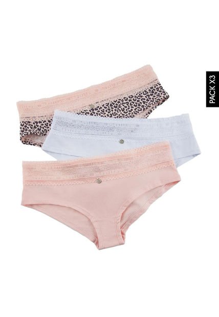 Pantie x3 Blanco-Rosa-Negro Lili Pink
