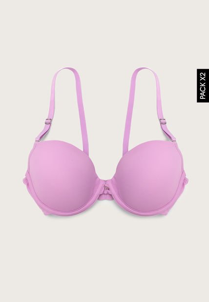 Brasier x2 Blanco Multicolor-Rosa Lili Pink