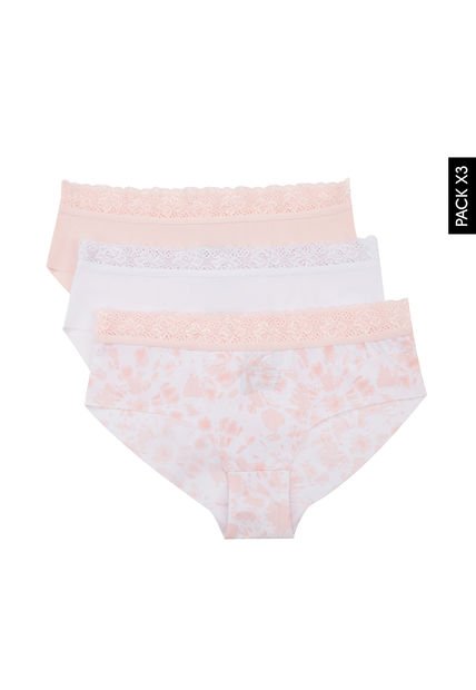 Pantie X3 Blanco-Rosa Lili Pink