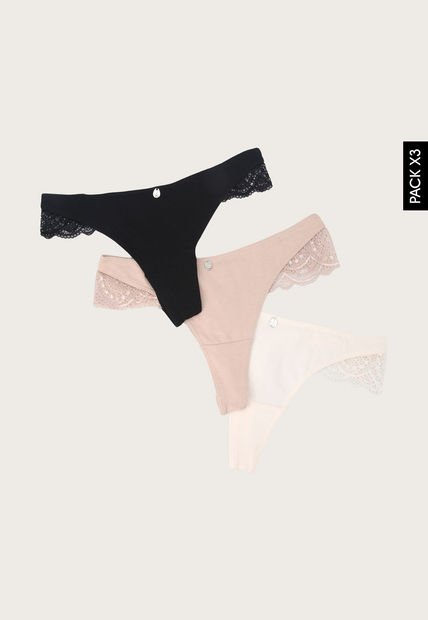 Pantie x3 Negro-Marfil-Nude Lili Pink
