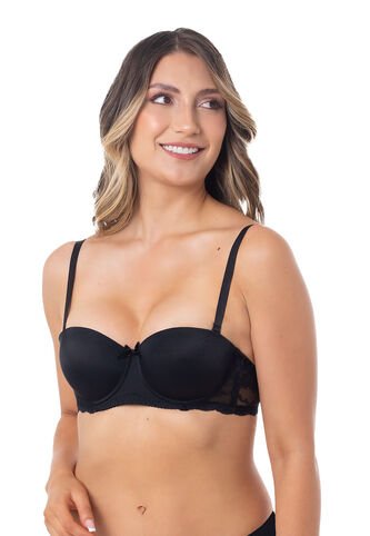 Brasier Strapless En Microfibra Y Encaje 4388 BRASIER T34B NEGRO Lili Pink Lili Pink