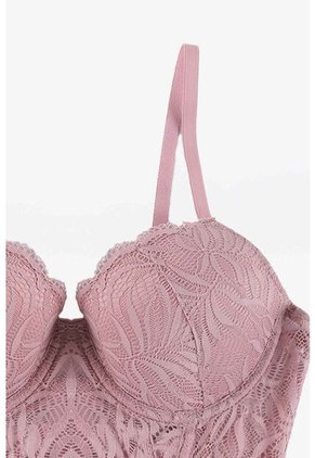 Brasier Tipo Bustier Con Base Inferior Elaborada En Encaje EM178-012 BRASIER ENCAJE, T36B, ROSA Lili Pink