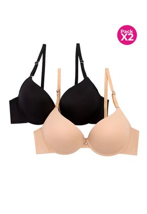 Paquete X2 Brasier En Microfibra MJ102-035 NEGRO PIEL T34B Lili Pink