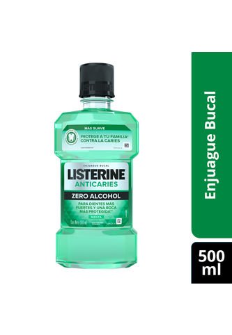 Listerine - Enjugue Bucal Listerine Zero Anticaries Frasco 500 Ml