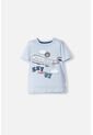 Camiseta LittleMic Azul Clara Manga Corta Para Niño 2T A 5T 4T de LittleMic