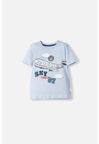 Camiseta LittleMic Azul Clara Manga Corta Para Niño 2T A 5T 4T LittleMic