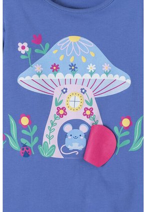 Camiseta Littlemic Azul Estampada En Frente Para Niña 2T A 5T 4T