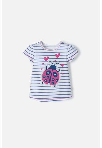Camiseta Littlemic Blanca Con Azul Y Brillos Para Niña 2T A 5T 5T LittleMic
