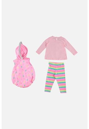 Conjunto LittleMic X3 Piezas Rosado Para Bebé Niña 6-9