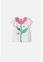 Camiseta Littlemic Marfil Cuello Redondo Para Niña 2T A 5T 3T de LittleMic