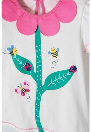 Camiseta Littlemic Marfil Cuello Redondo Para Niña 2T A 5T 3T