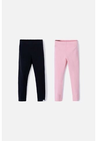 Leggins X2 De LittleMic Negro Y Palo De Rosa  Para Niña 2T A 5T 3T LittleMic