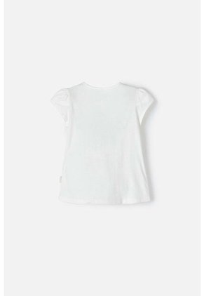 Camiseta De Littlemic Manga Corta Marfil Para Niña 2T A 5T 5T