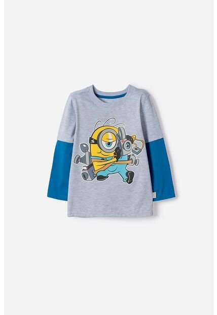 Camiseta Los Minions Manga Larga Gris Para Niño 2T A 6T 2T
