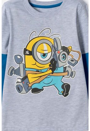 Camiseta Los Minions Manga Larga Gris Para Niño 2T A 6T 2T