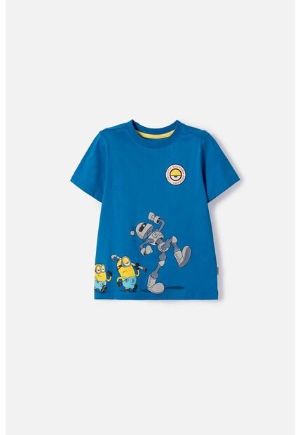 Camiseta De Minions Manga Corta Azul Para Niño 2T A 6T 2T