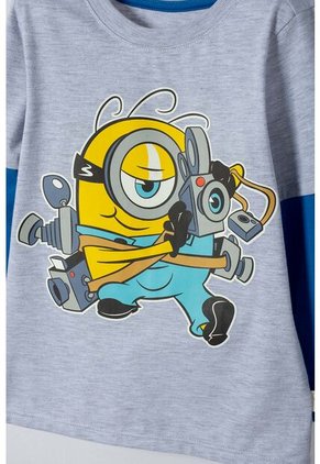 Camiseta Los Minions Manga Larga Gris Para Niño 2T A 6T 2T