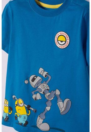 Camiseta De Minions Manga Corta Azul Para Niño 2T A 6T 2T