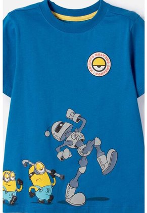 Camiseta De Minions Manga Corta Azul Para Niño 2T A 6T 2T