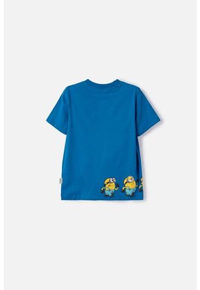 Camiseta De Minions Manga Corta Azul Para Niño 2T A 6T 2T