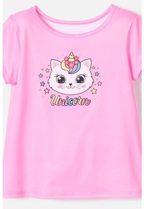 Camiseta De Littlemic Manga Corta Rosada Para Niña 2T A 5T 4T