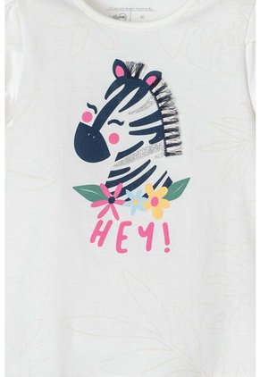 Camiseta De Littlemic Manga Corta Marfil Para Niña 2T A 5T 2T