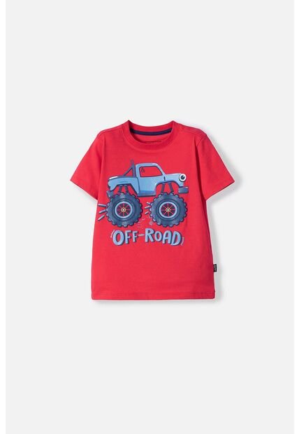 Camiseta LittleMic Roja Estampada En Frente Para Niño 2T A 5T 3T