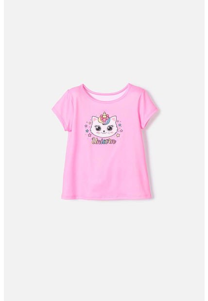 Camiseta De Littlemic Manga Corta Rosada Para Niña 2T A 5T 4T