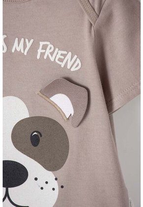 Conjunto De LittleMic Con Pantalón Largo Gris Y Taupe Para Bebé Niño 12-18